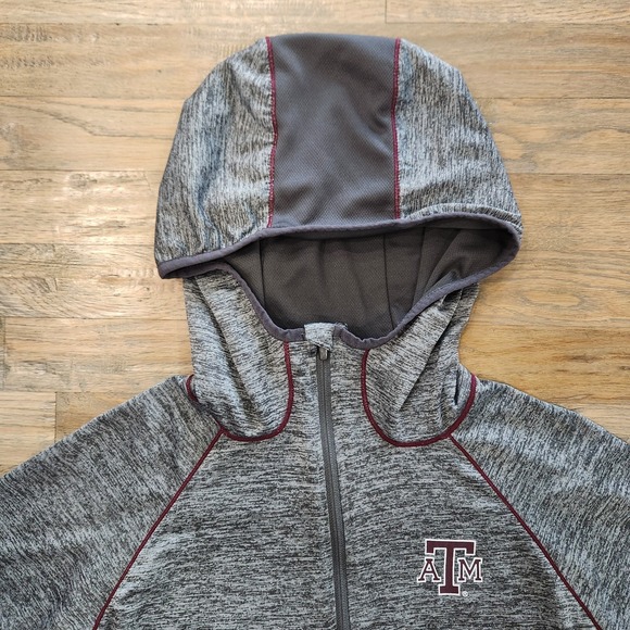 Colosseum Texas A&M Aggies Womens Large Gray Hood Half‎ Zip Pullover Long Sleeve - Picture 5 of 13